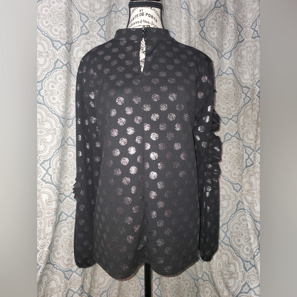 G by Giuliana Black Blouse with Silver Dots